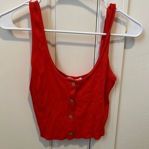 Red cropped tank top